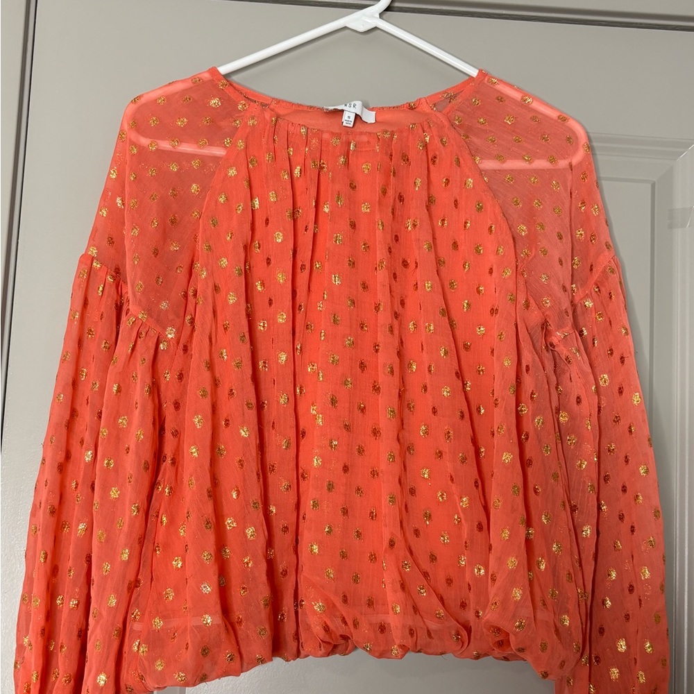 NSR Coral Blouse with Gold Details